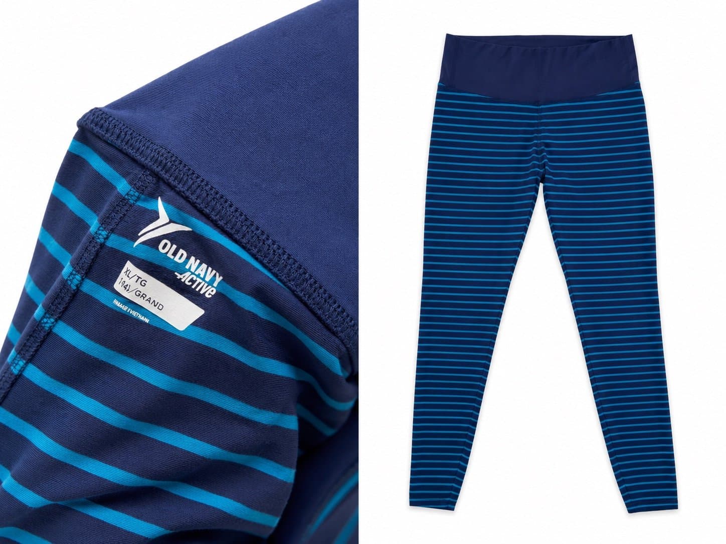 Old Navy Active Women’s XL Blue Teal Striped Full Length Athletic Leggings
