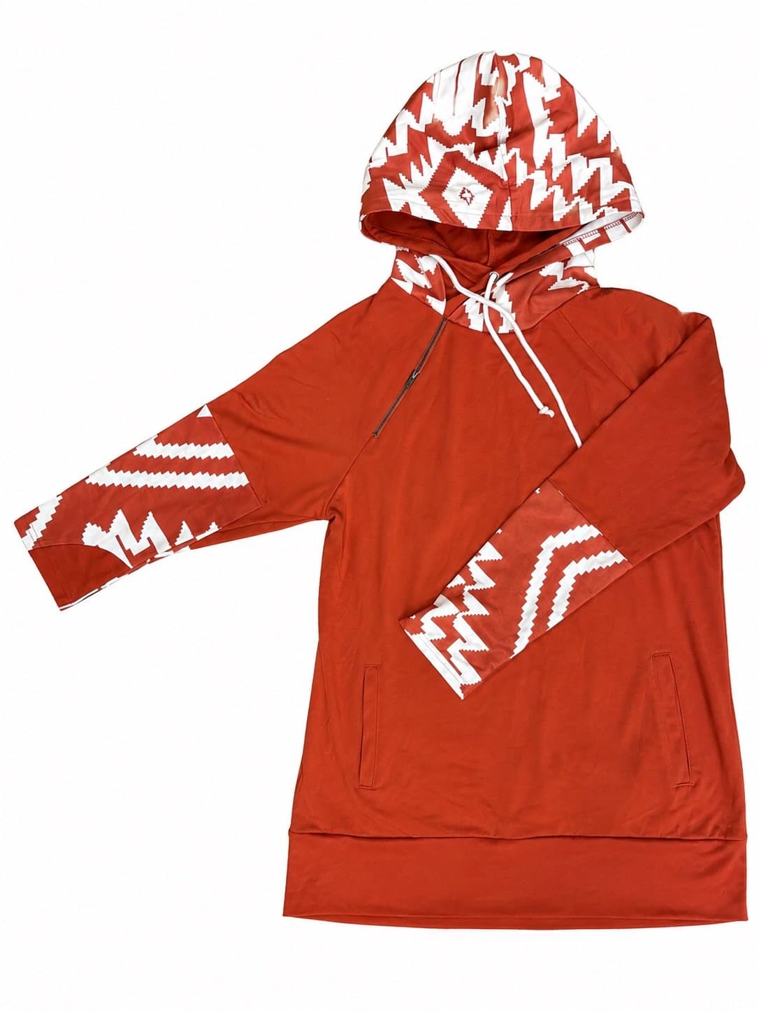 Boutique Southwestern Aztec Hoodie Pullover Women’s XL Rust Orange Boho Western