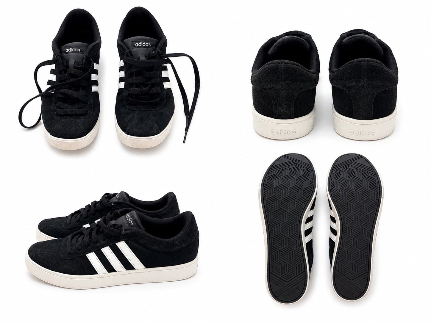adidas Courtset Sneakers Women’s Size 9 Black White Suede Lace-Up Casual Shoes