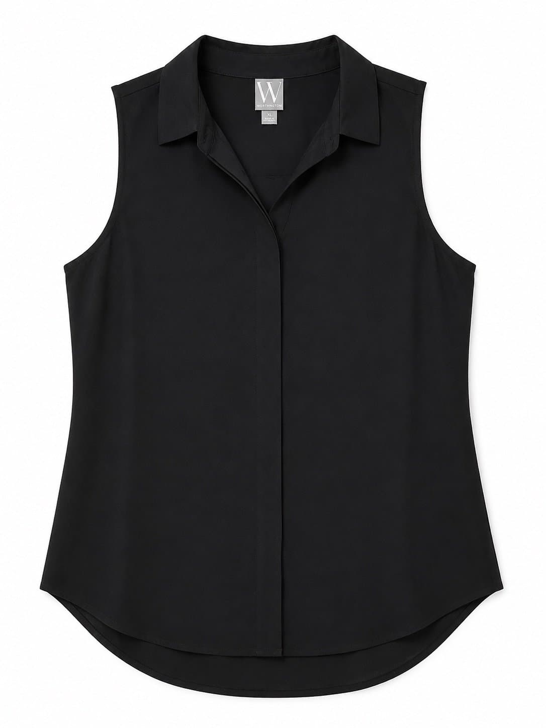 Worthington Women’s XL Black Sleeveless Hidden Button Career Blouse Office Top