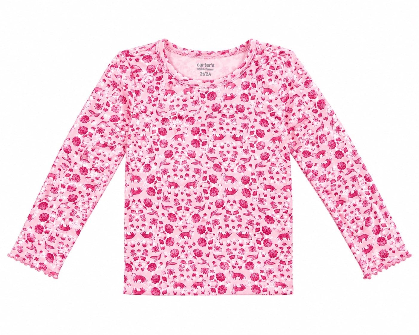Carter’s Child of Mine Girls Long Sleeve Shirt - Pink Woodland Print - 2T