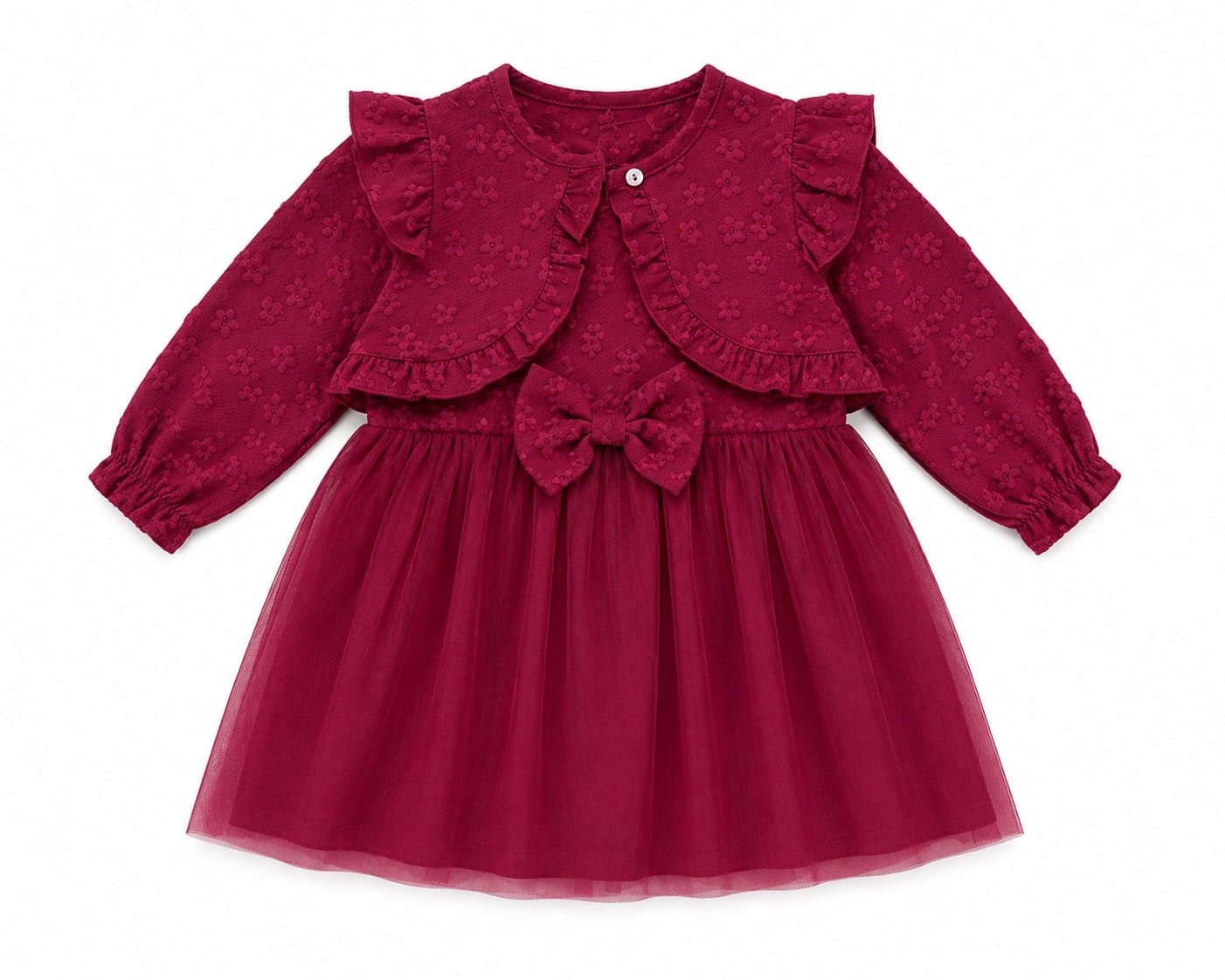 Boutique Burgundy Wine Tulle Dress with Ruffle Bolero 18-24M Holiday Christmas