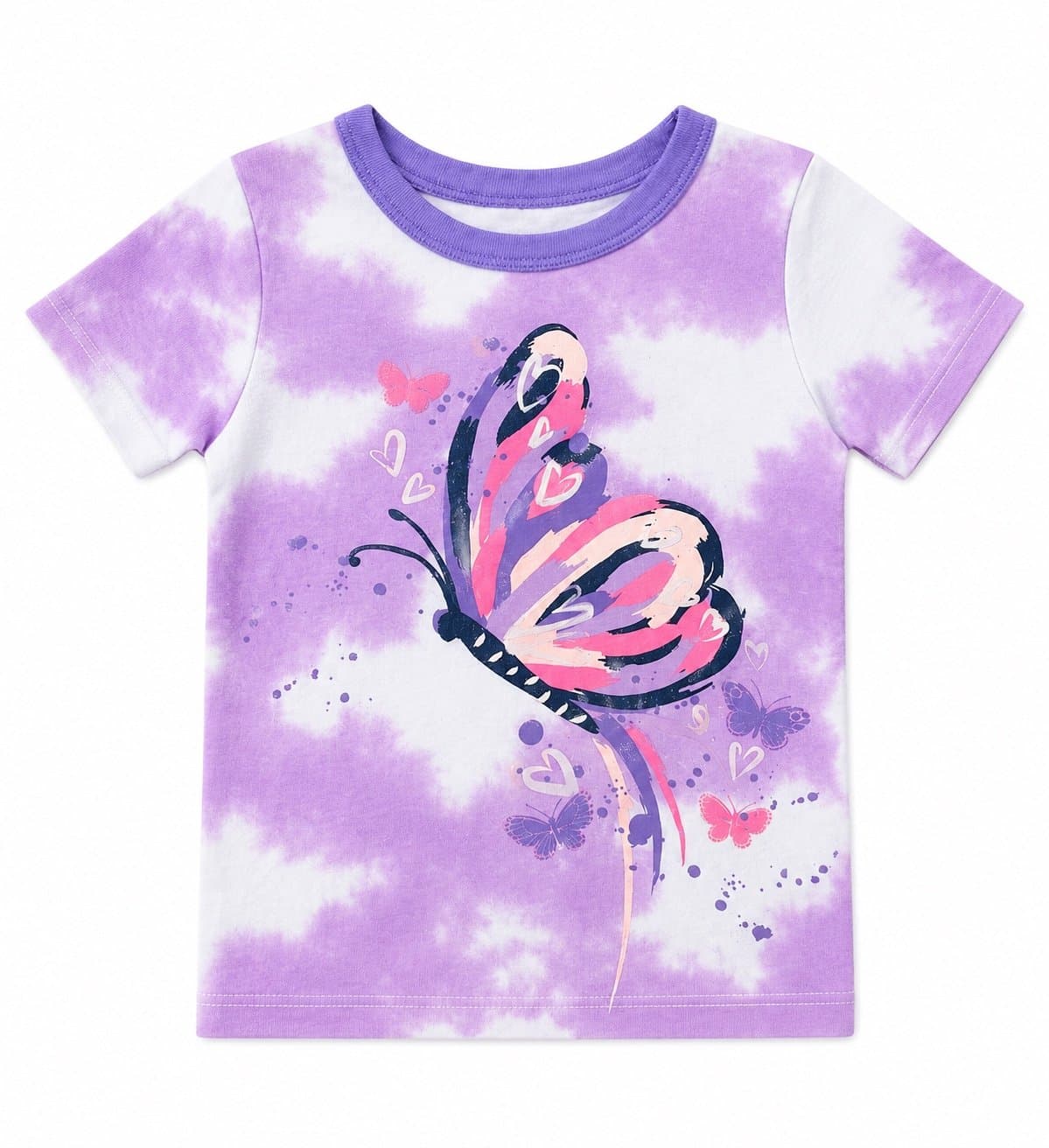 Member’s Mark Toddler Girls Butterfly Tie-Dye Graphic Tee | Size 2T | Purple
