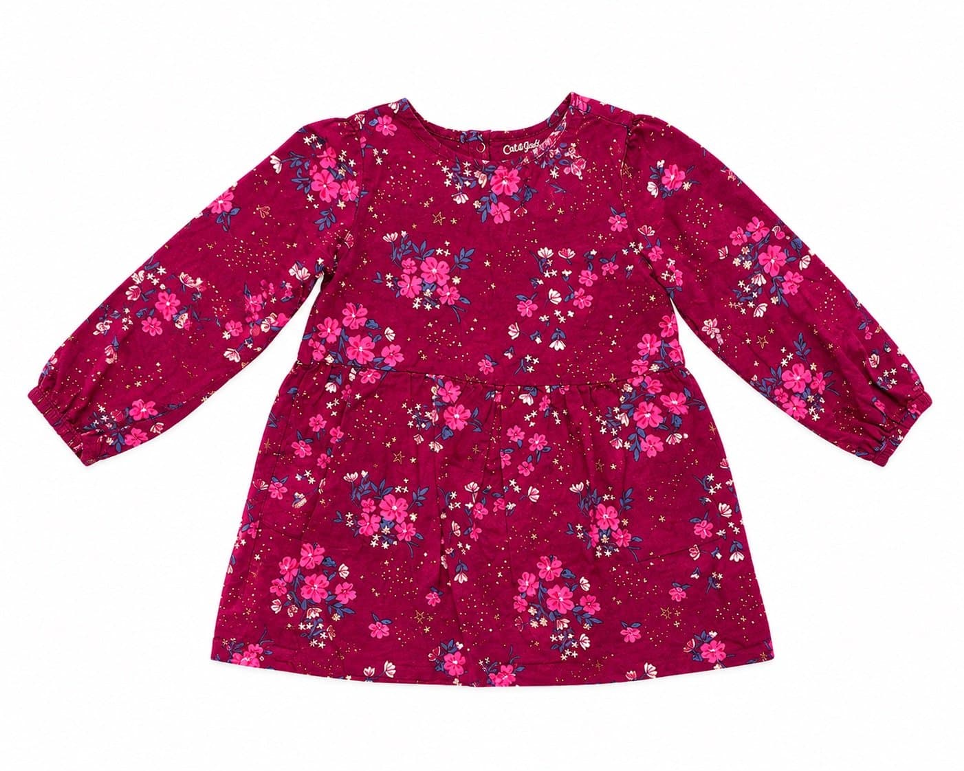 Cat & Jack Girls Burgundy Floral Long Sleeve Pocket Dress | Toddler 24Months
