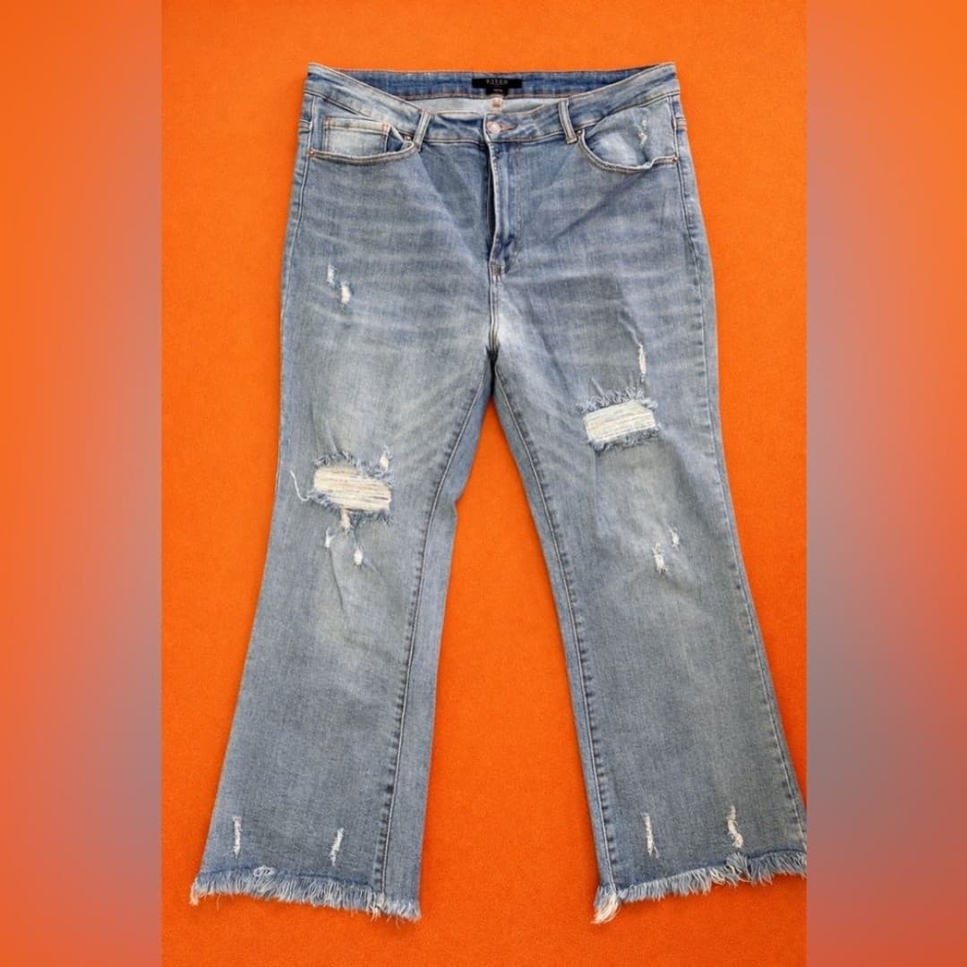 RISEN Los Angeles Distressed Flare Jeans — Women’s 2XL