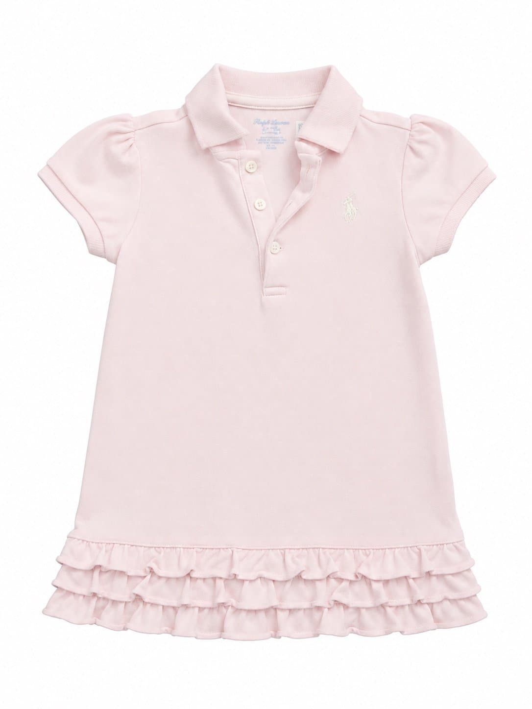 Ralph Lauren Baby Girls Light Pink Ruffle Hem Polo Dress – 24M