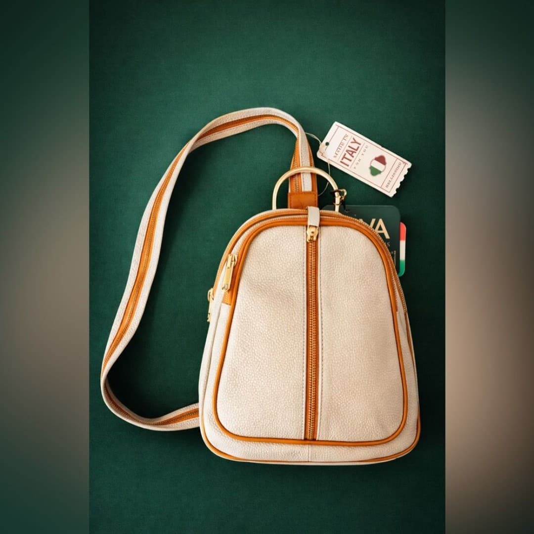 Valentina Genuine Italian Leather Crossbody Backpack— NWT