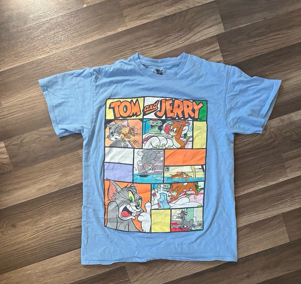 Tom & Jerry Graphic T-Shirt – Men’s Medium – Blue Cartoon Tee