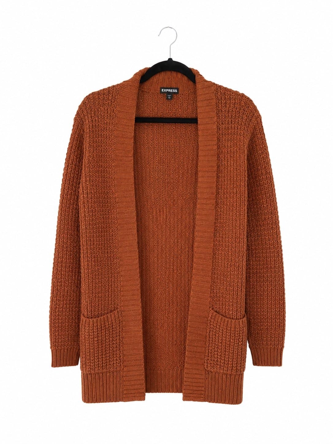 Express Chunky Knit Open Front Cardigan Sweater – Women’s XS – Rust Brown