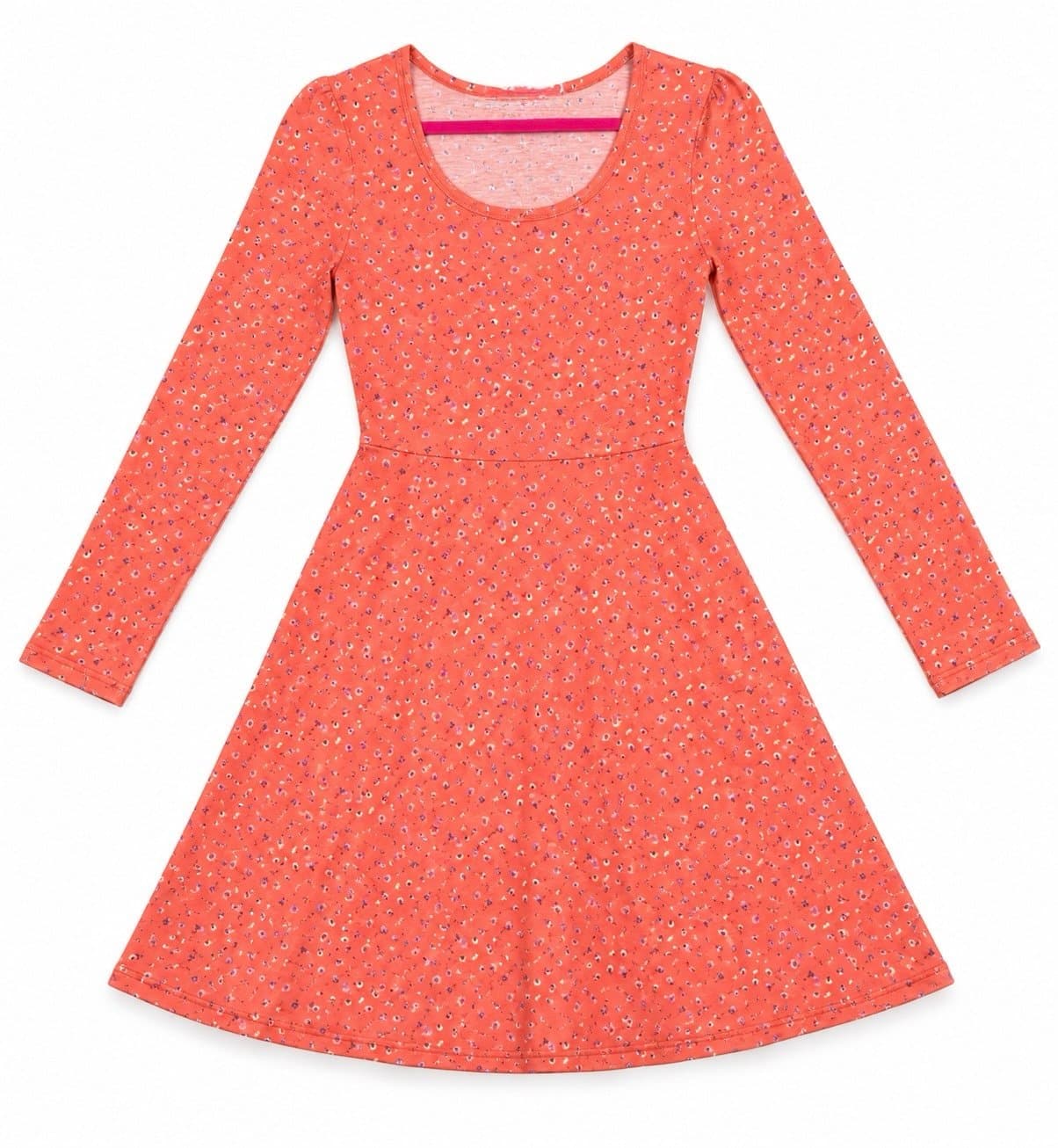 Boutique Women’s Small Coral Floral Long Sleeve Fit Flare Dress Boho Cottagecore