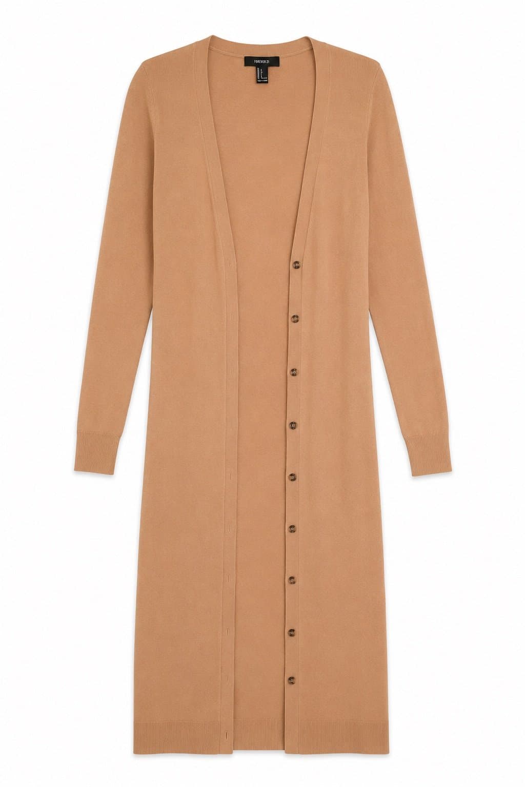 Forever 21 Longline Button Front Cardigan Duster Sweater Beige Women’s Small