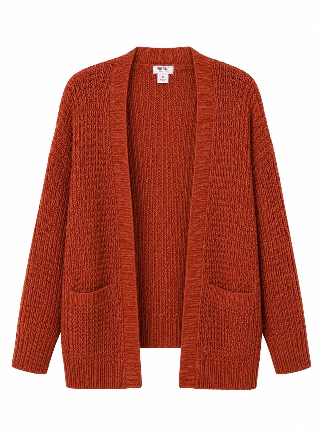 Mossimo Supply Co. Rust Open Front Chunky Knit Cardigan Sweater | Women’s Medium