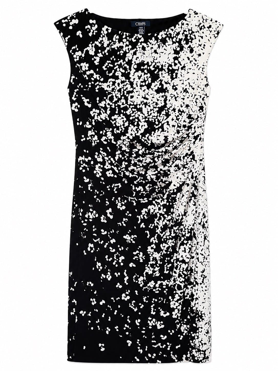 Chaps Black & White Ruched Sheath Dress – Women’s Medium