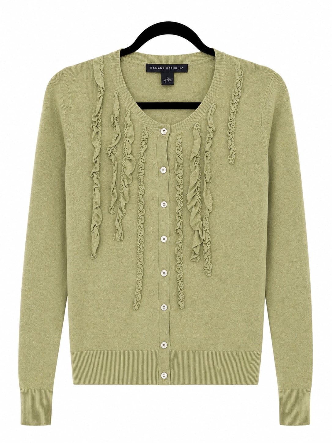 Banana Republic Ruffle Trim Cardigan Sweater – Women’s Small – Green