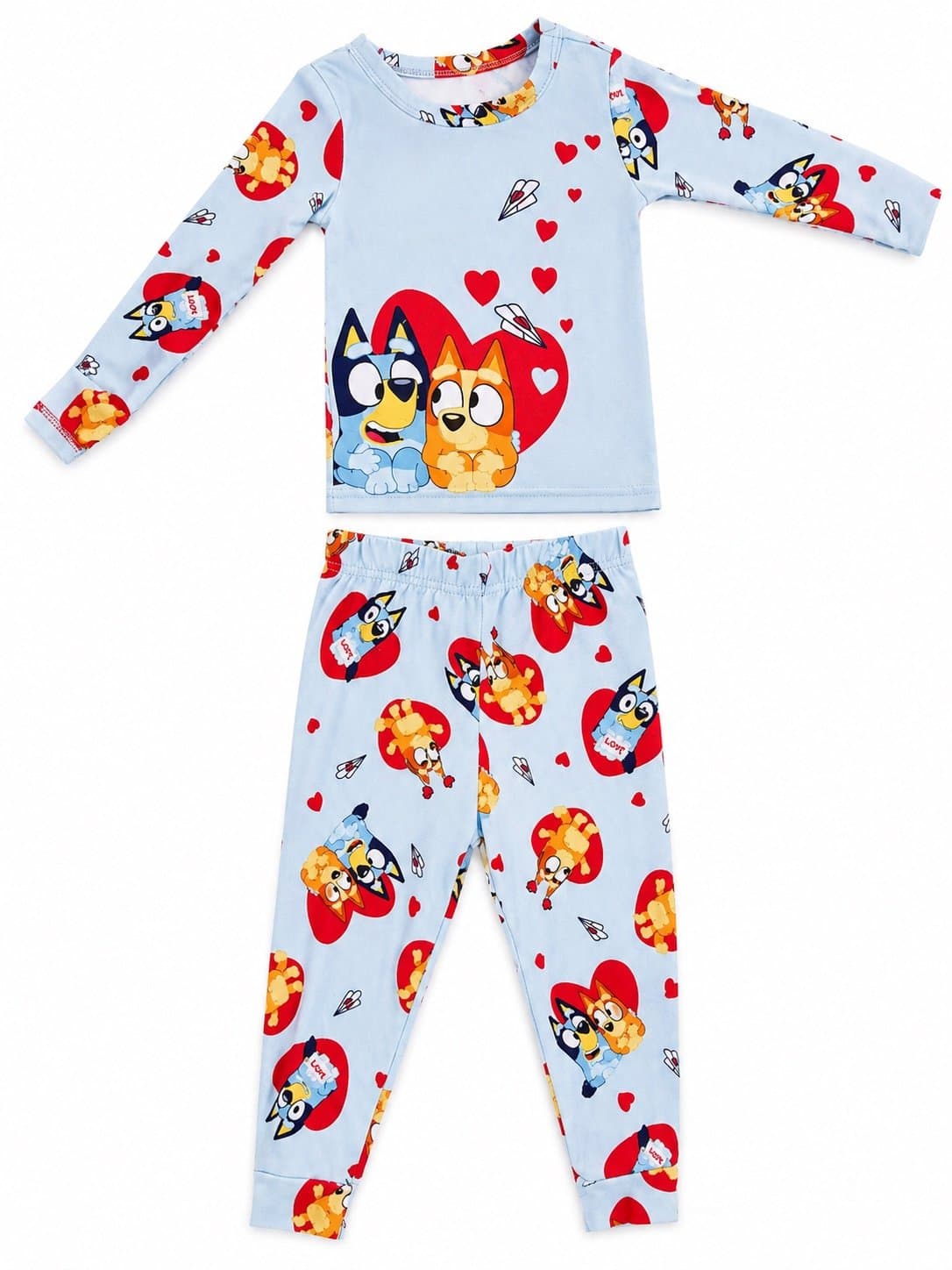 Bluey & Bingo Valentine’s Day Pajama Set Toddler 2T Hearts Long Sleeve 2 Piece