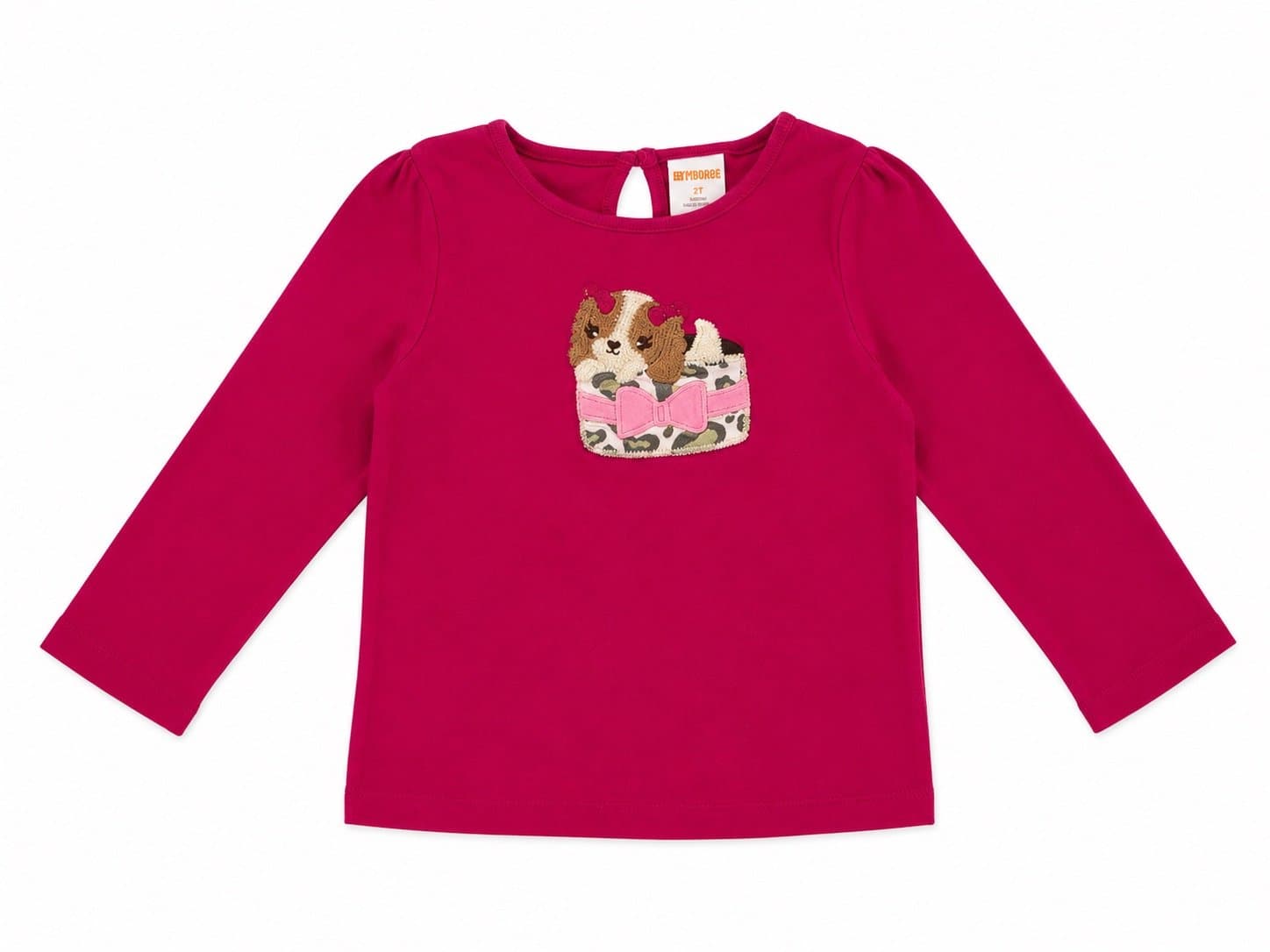 Gymboree Girls Pink Puppy Appliqué Long Sleeve Shirt | Size 2T