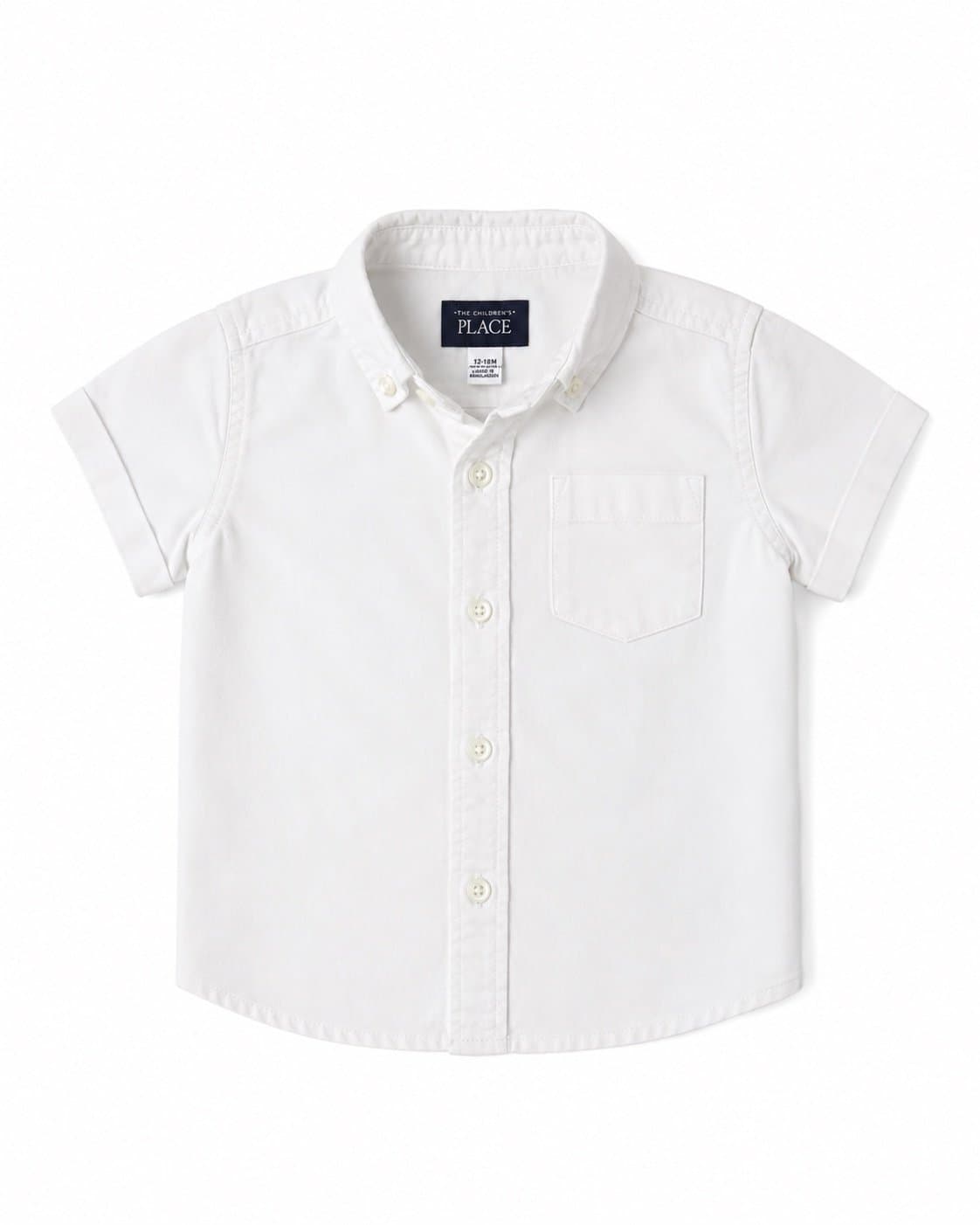 The Children’s Place White Short Sleeve Button-Up Shirt | 12-18M | Classic Dress