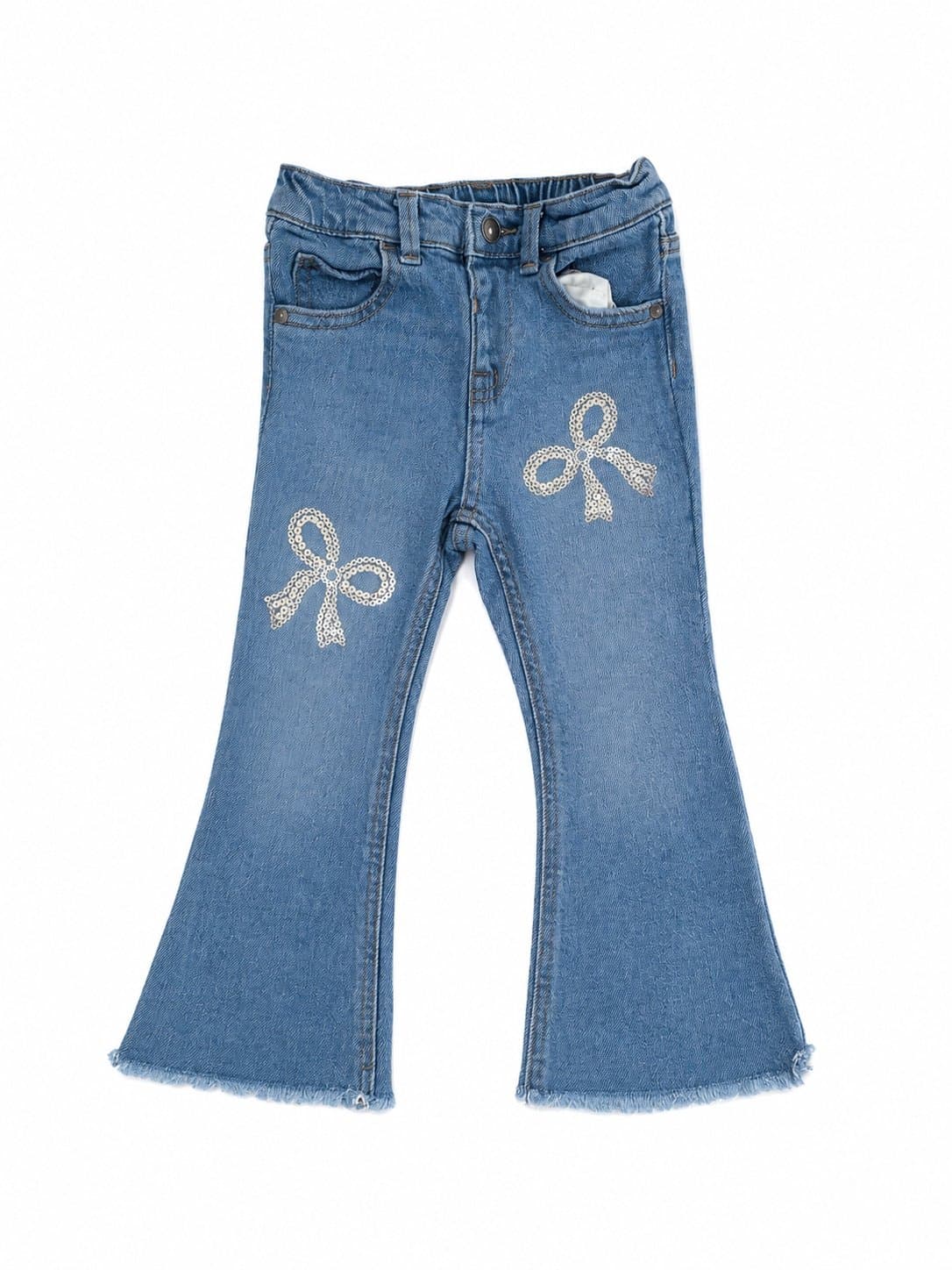 Wonder Nation Girls Sequin Bow Flare Jeans | Size 2T