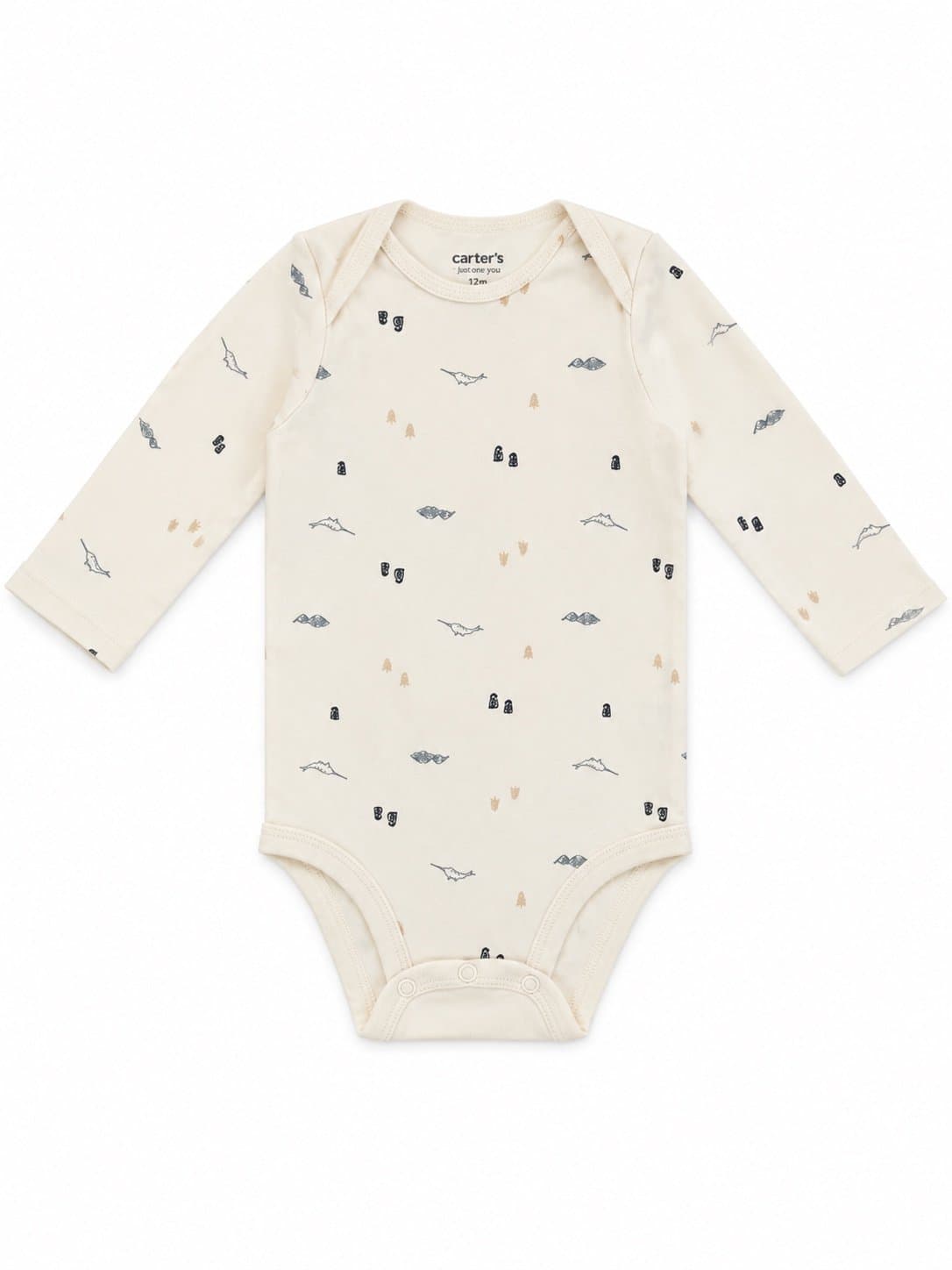 Carter’s Just One You Long Sleeve Bodysuit | 12M | Neutral Mountain Print
