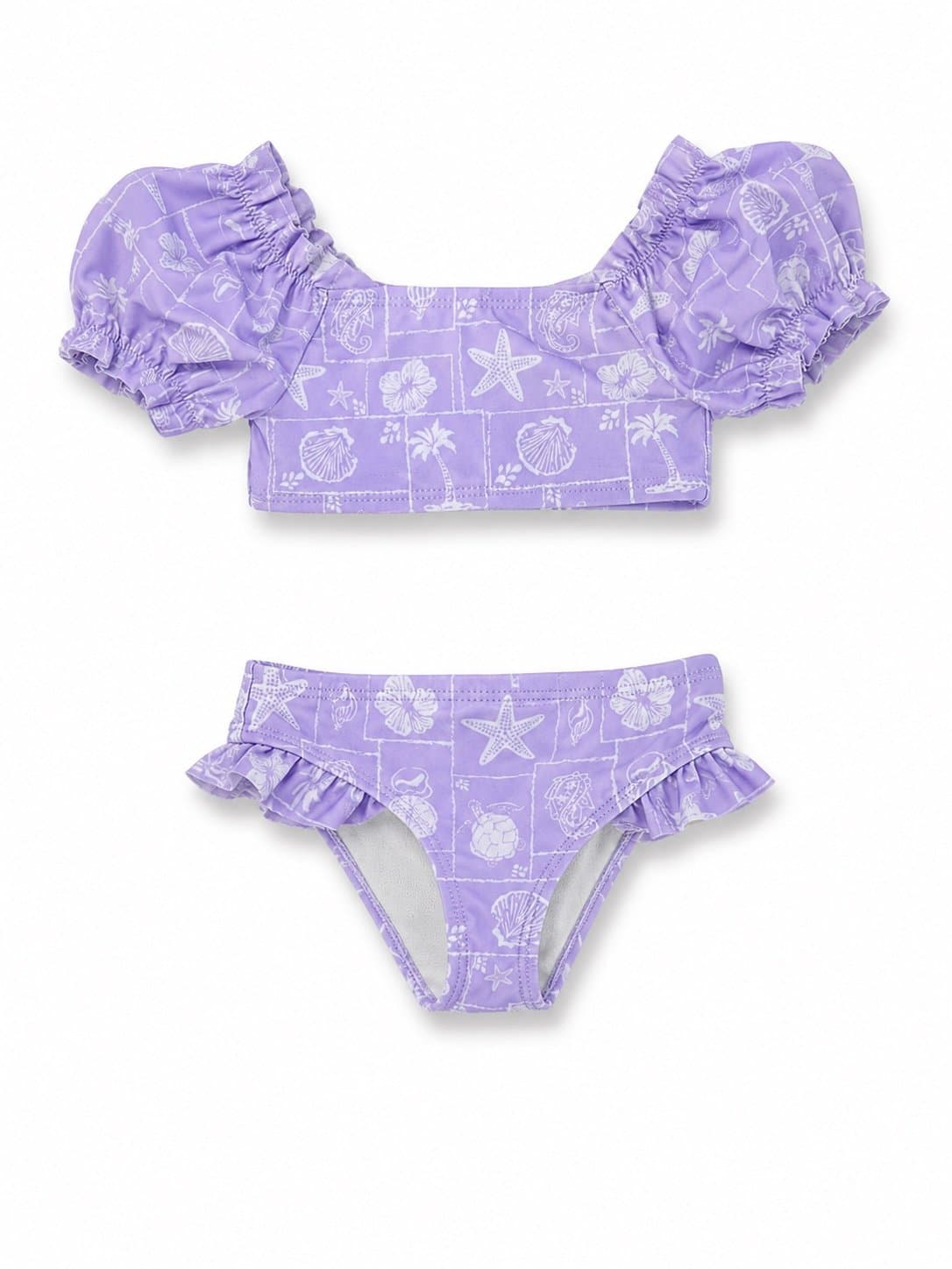 Wonder Nation Girls 12M Purple Seashell Bikini Swimsuit