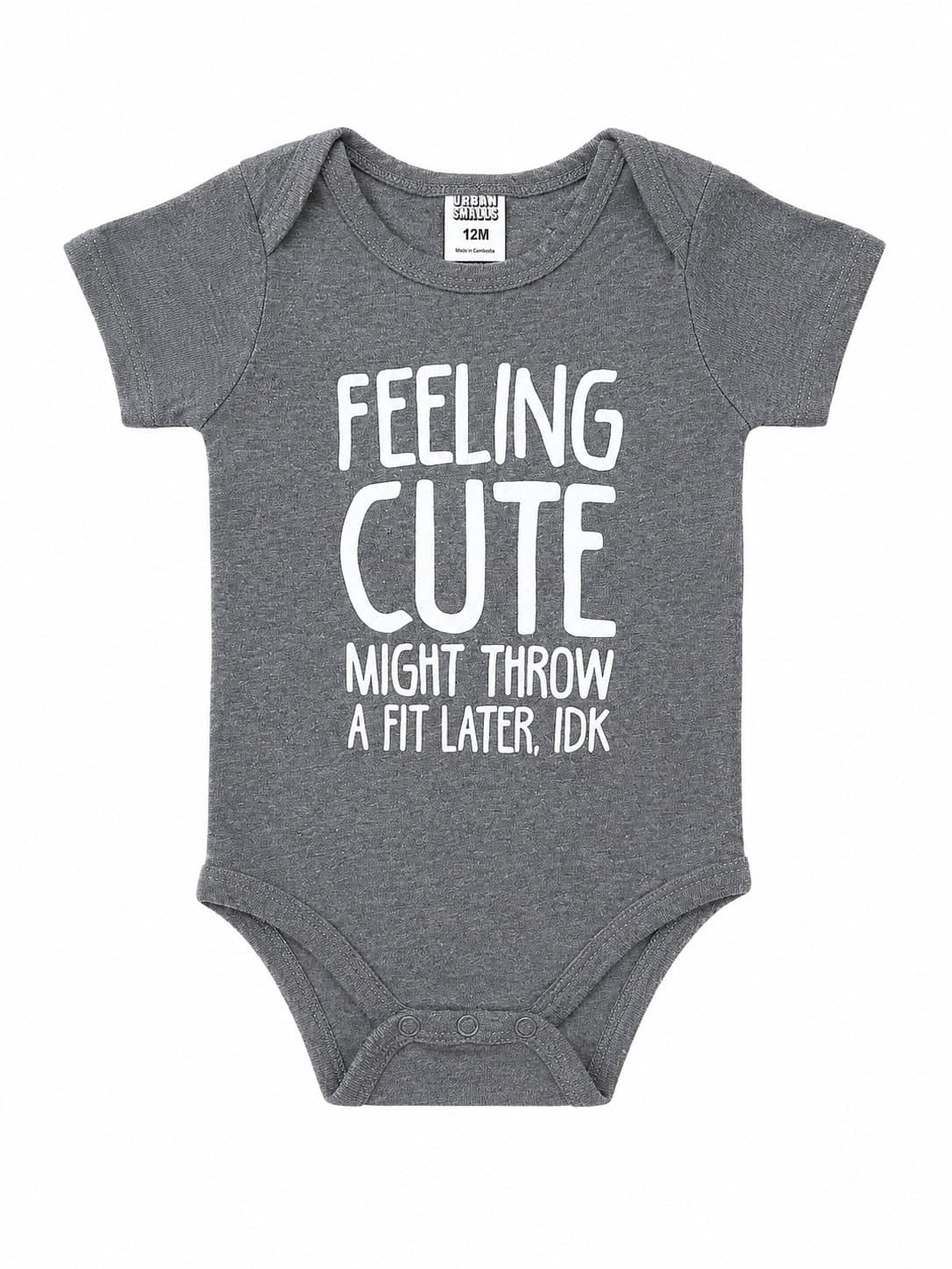Urban Smalls 12M Gray Funny Graphic Bodysuit Onesie