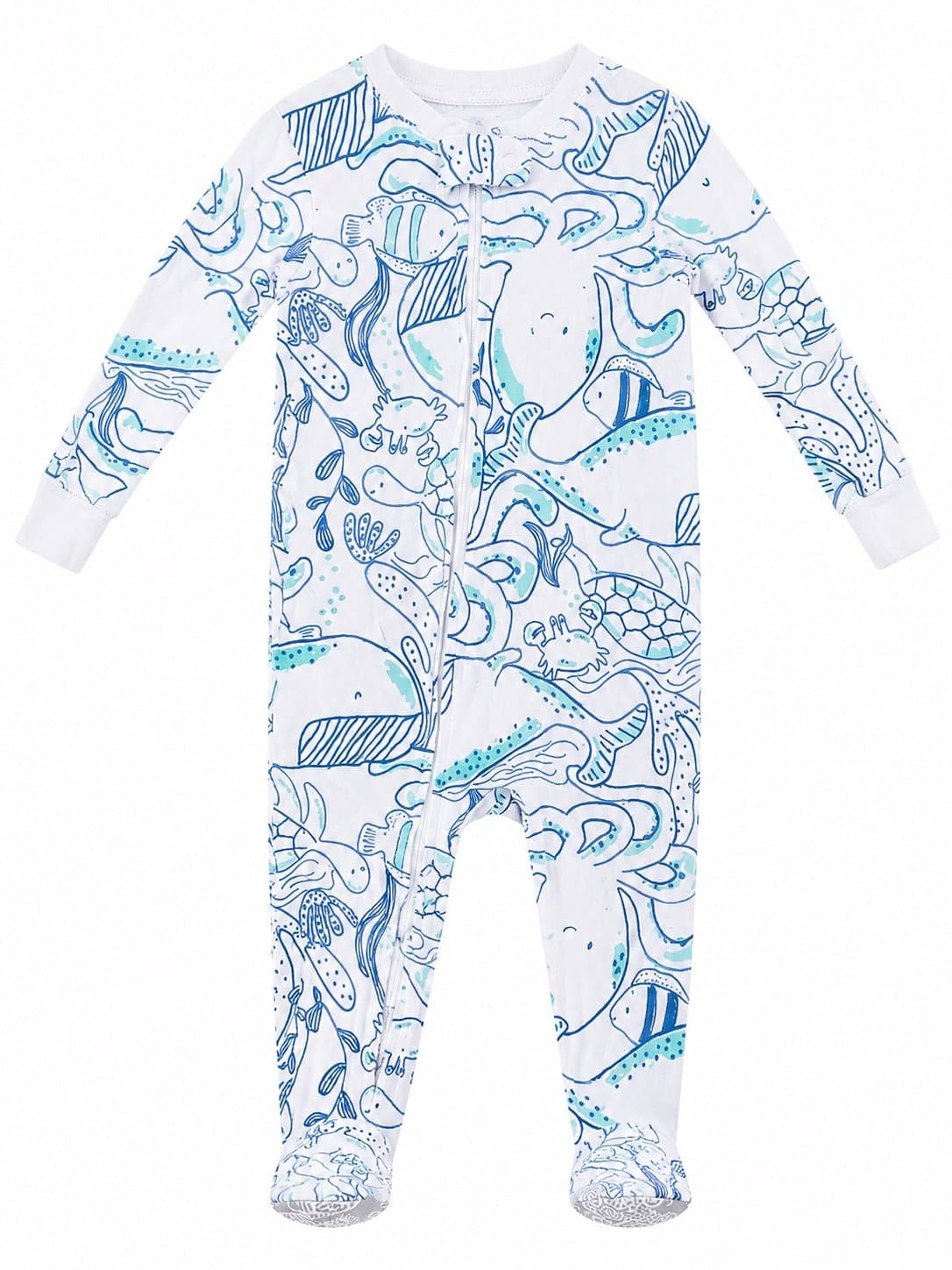 Carter’s Just One You 12M Footed Zip Sleeper Pajamas Ocean Sea Life Print