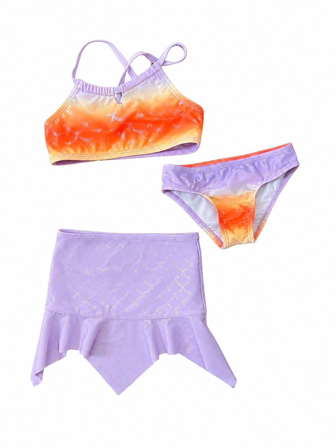 Wonder Nation Mermaid 3-Piece Swimsuit Set – Toddler Girls Size 2T