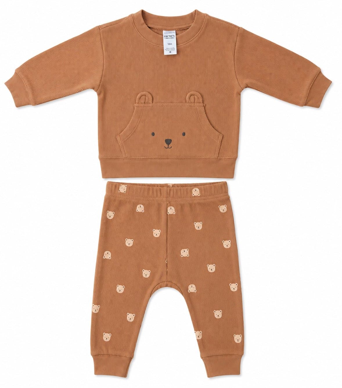 Carter’s Child of Mine Bear Pocket Waffle Knit Outfit Set – 12M