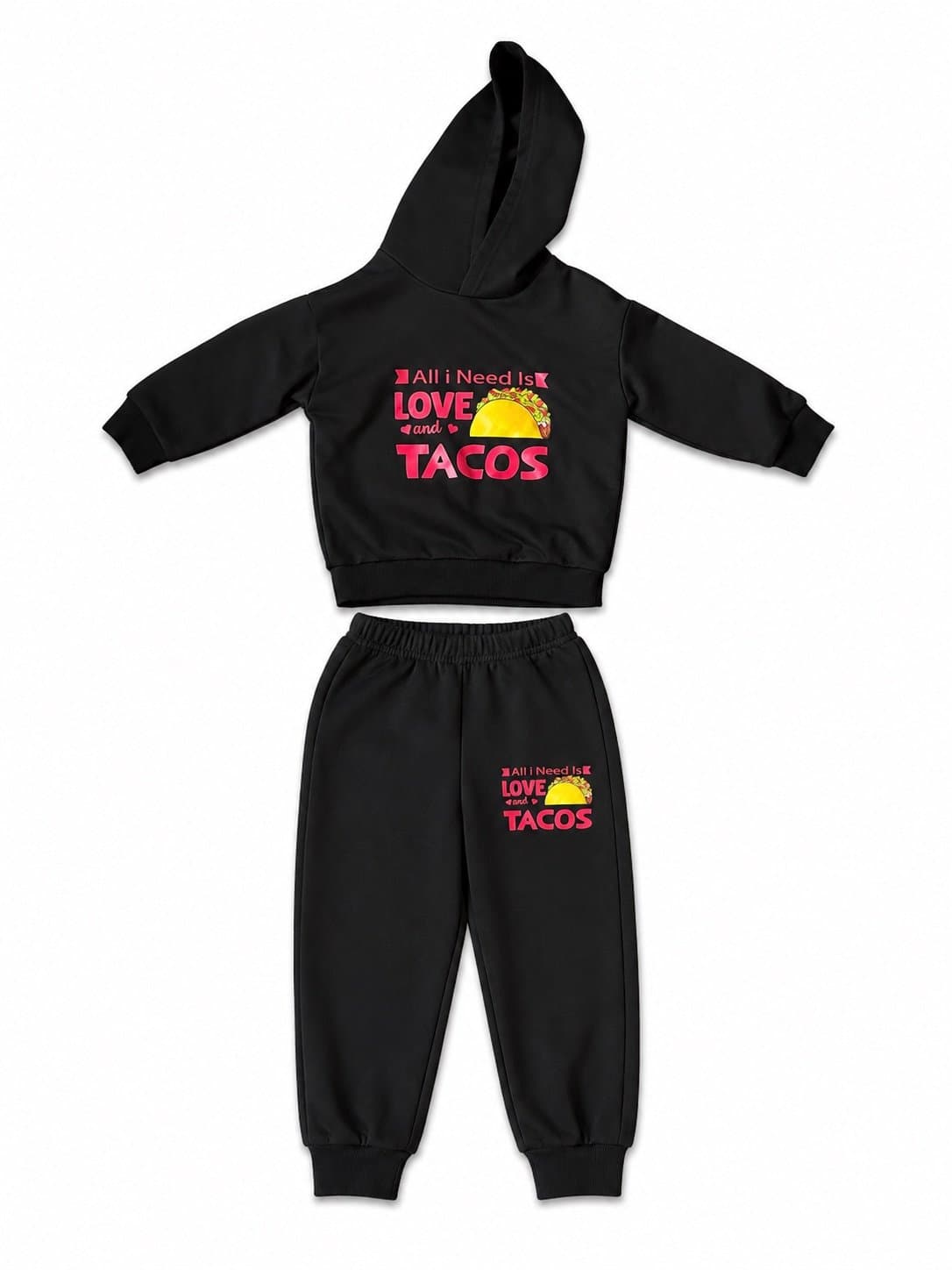 Boutique Baby/Toddler 2-Piece Hoodie Jogger Set – “All I Need Is Love and Tacos”