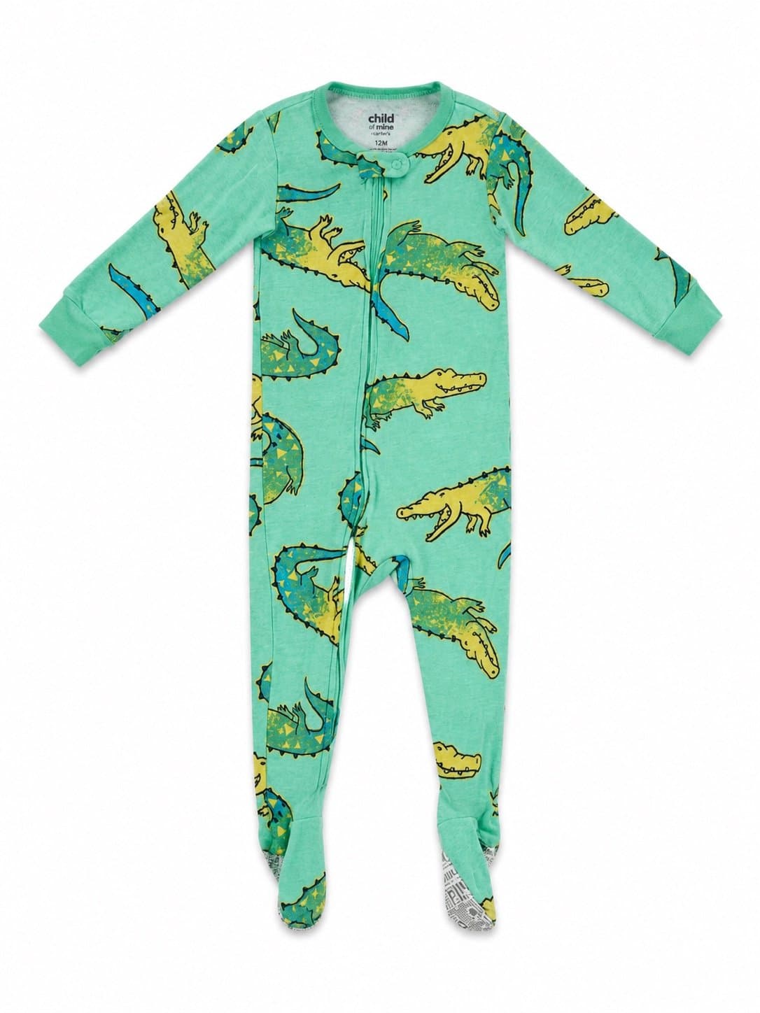 Child of Mine by Carter’s 12M Alligator Footed Sleeper Pajamas Green Zippered