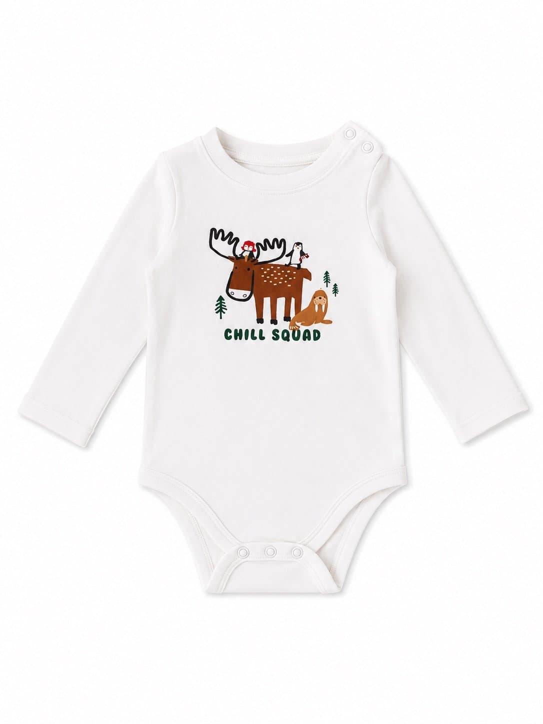 Garanimals “Chill Squad” Moose Penguin Walrus Long Sleeve Bodysuit – 12 Months