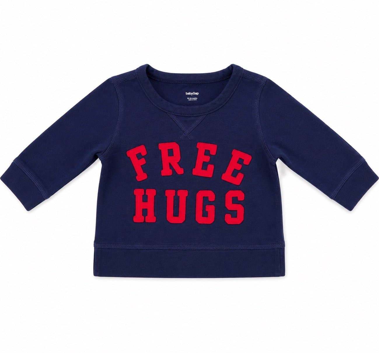 Baby Gap “Free Hugs” Sweater 18-24 Months Navy Blue Toddler Pullover