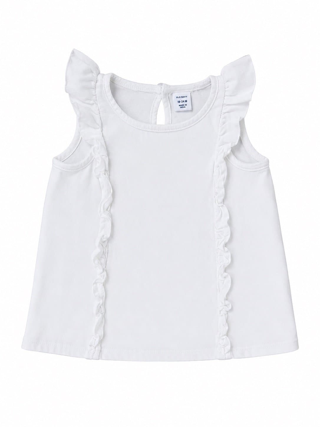 Old Navy Baby Girl White Ruffle Tank Top – 18-24 Months