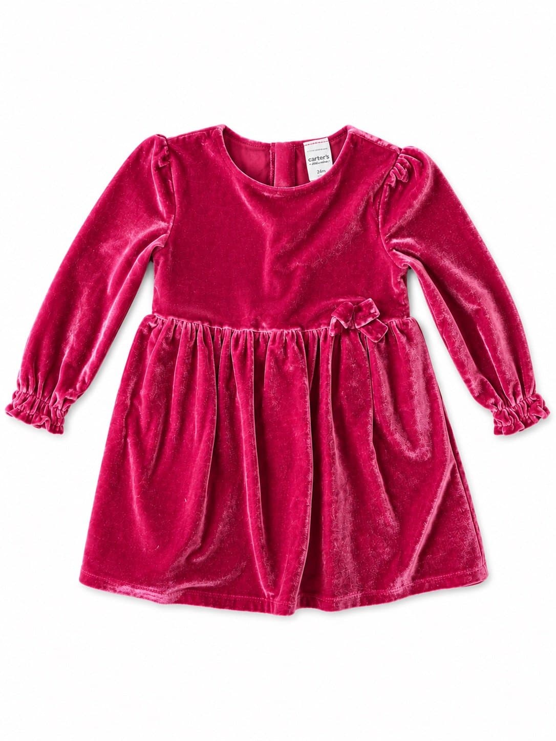 Carter’s Child of Mine Raspberry Pink Velvet Dress | 24M Special Occasion Outfit