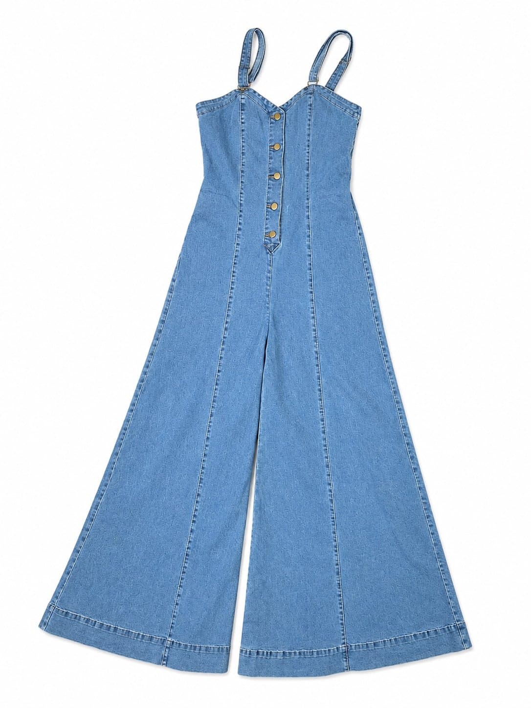 Boutique Soft Denim Wide-Leg Jumpsuit – Size Medium