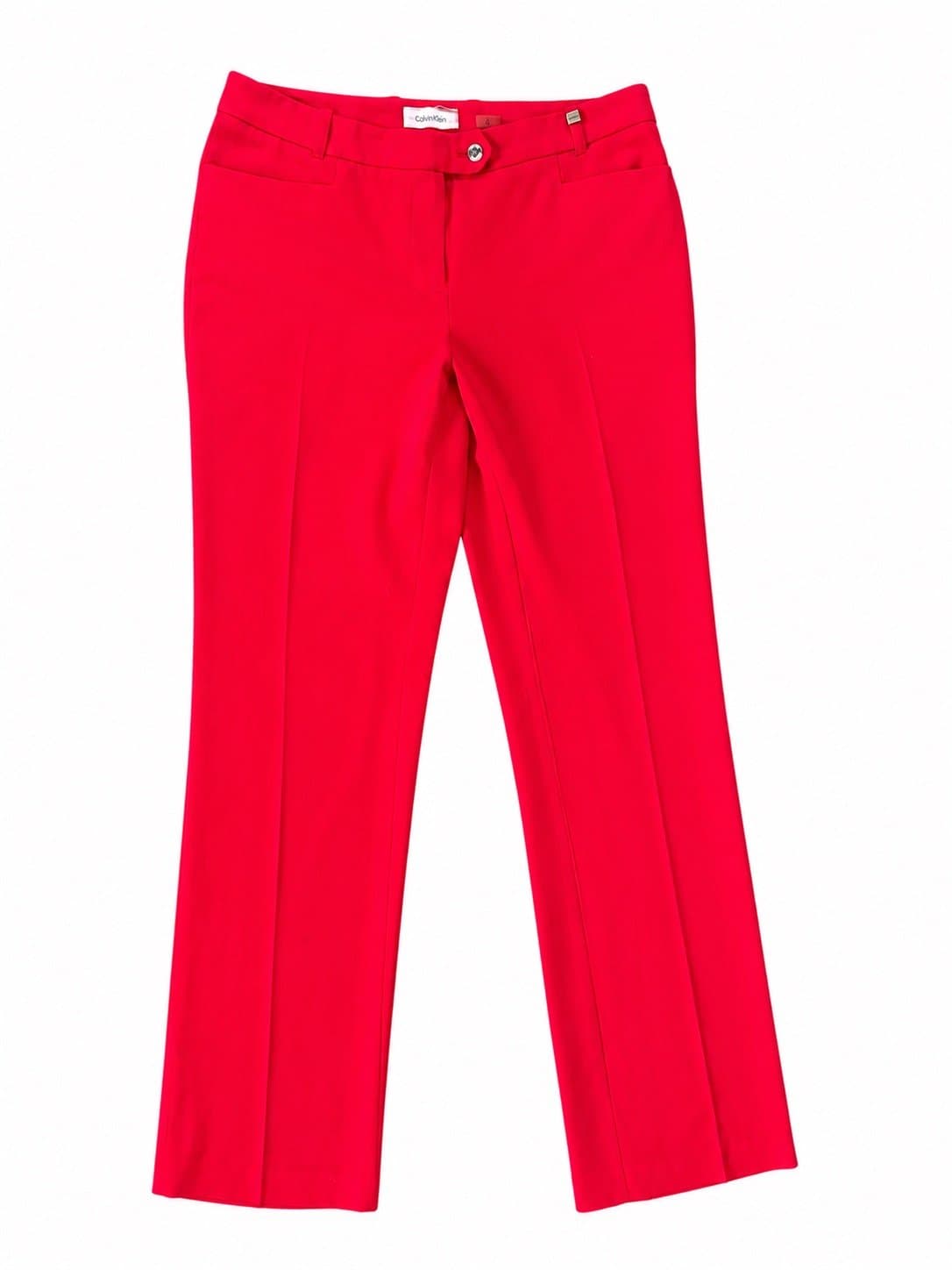 Calvin Klein Women’s Red Career Dress Pants Size 4 Straight Leg Stretch Office
