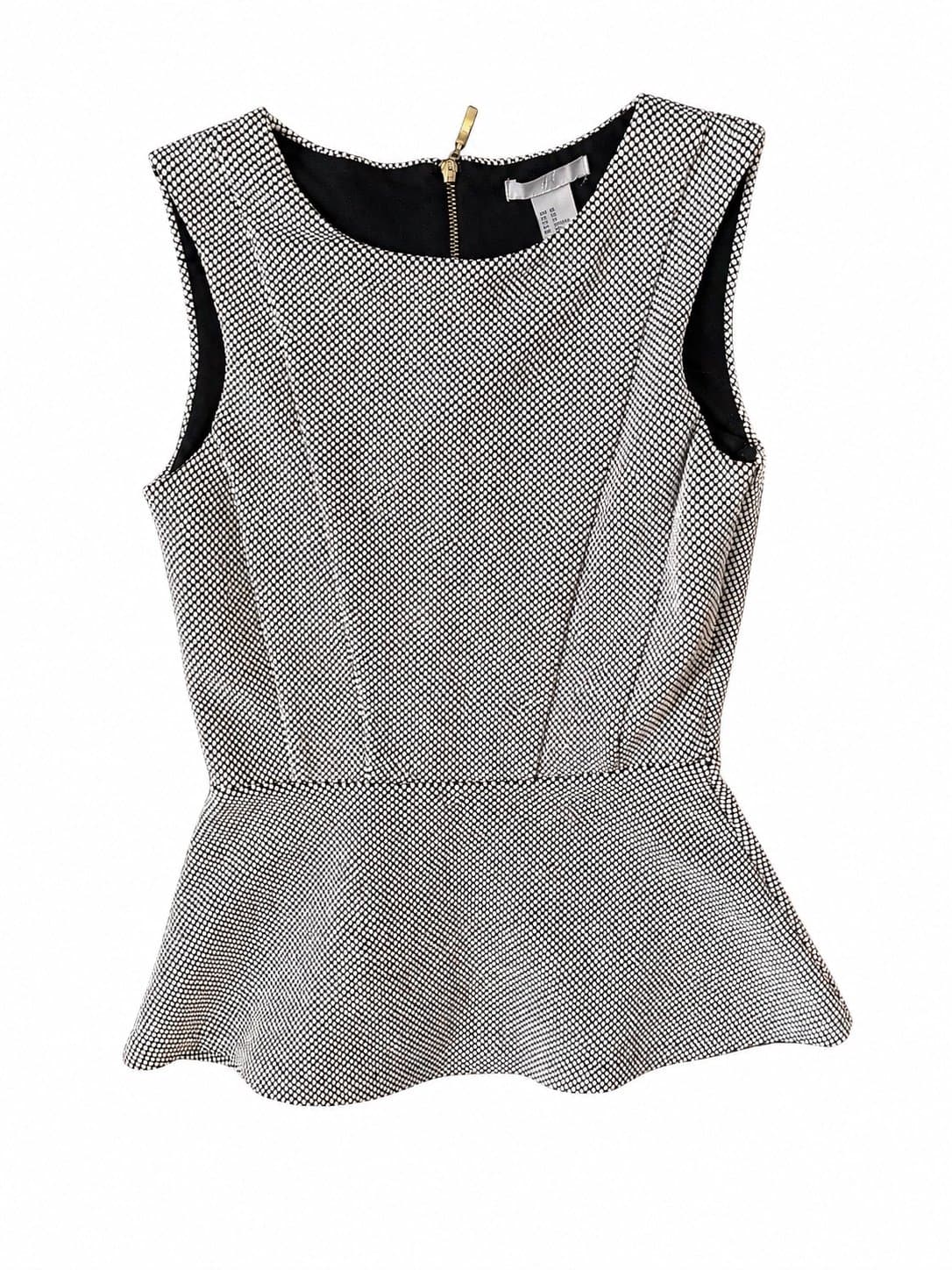 H&M Black & White Peplum Top – Women’s Size 8