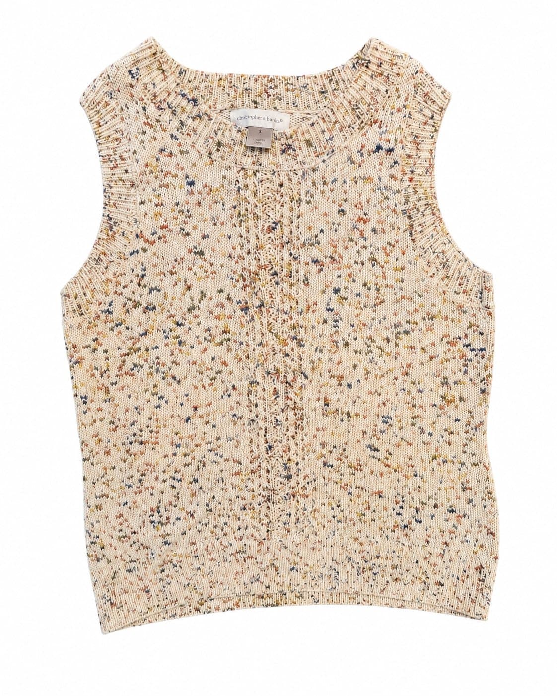 Christopher & Banks Women’s Confetti Knit Sweater Vest Sz Small Cream Multicolor