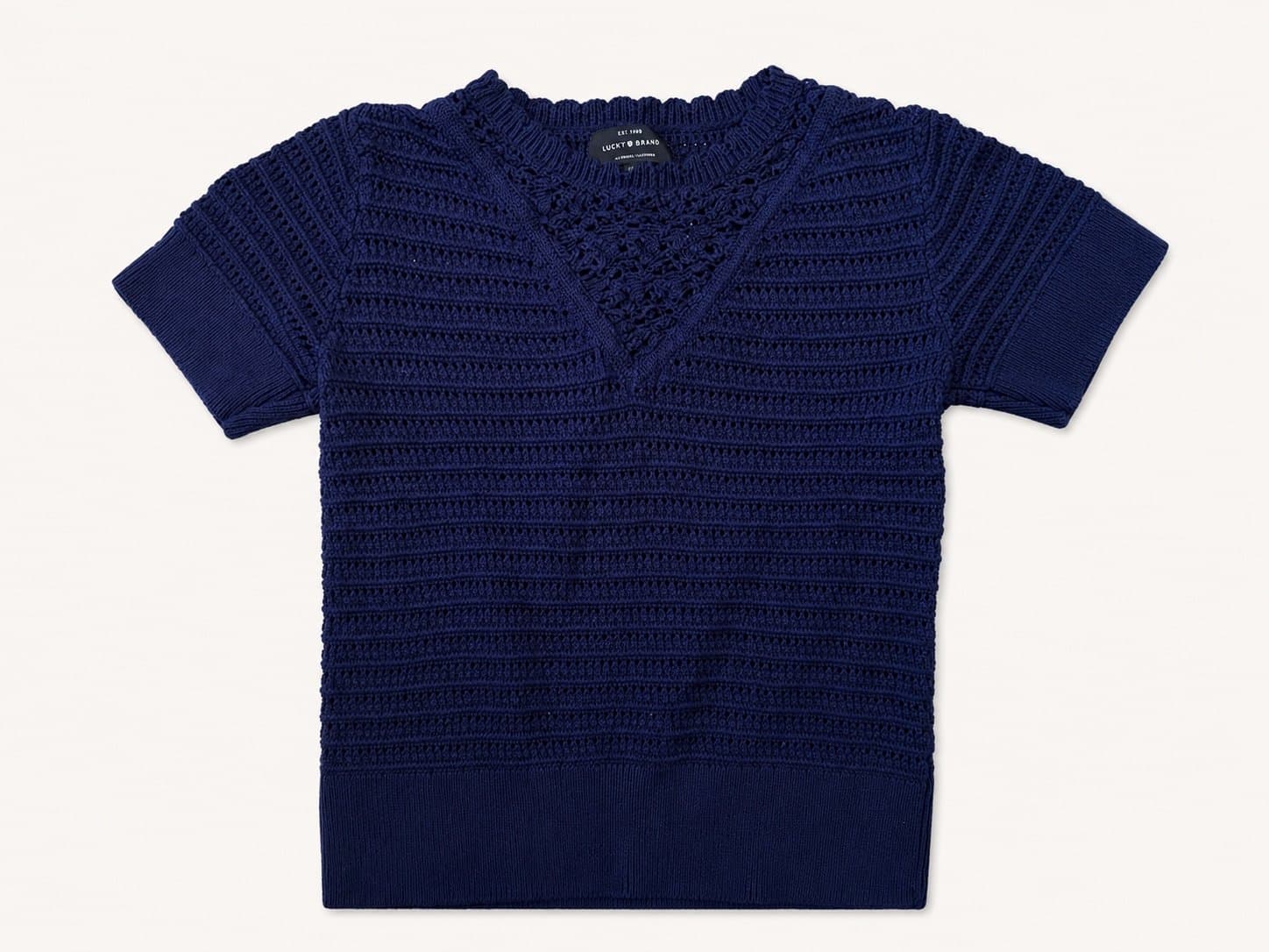 Lucky Brand Navy Blue Crochet Knit Sweater – Women’s Small