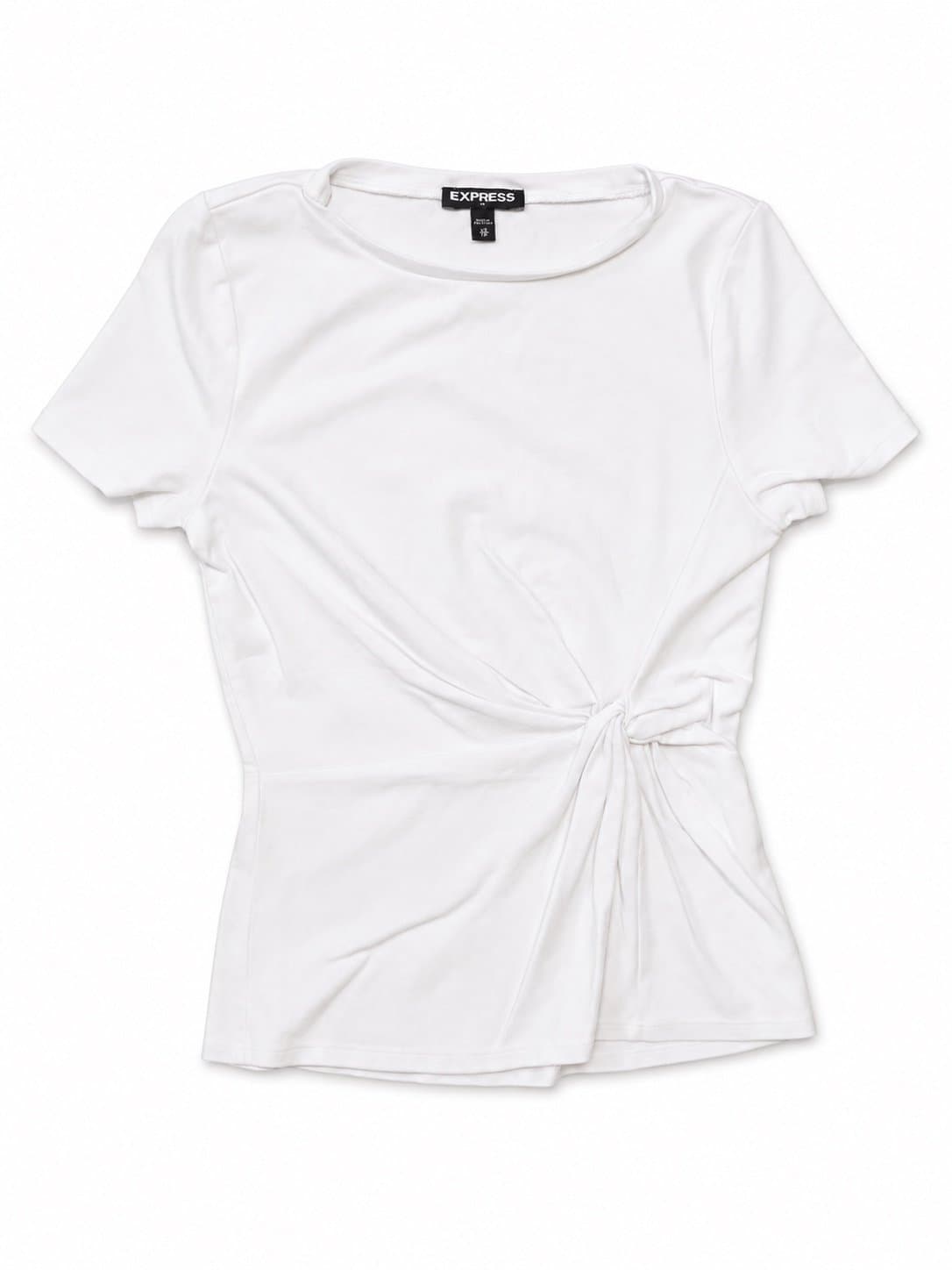 Express White Side Twist Short Sleeve Blouse Top Women’s XS