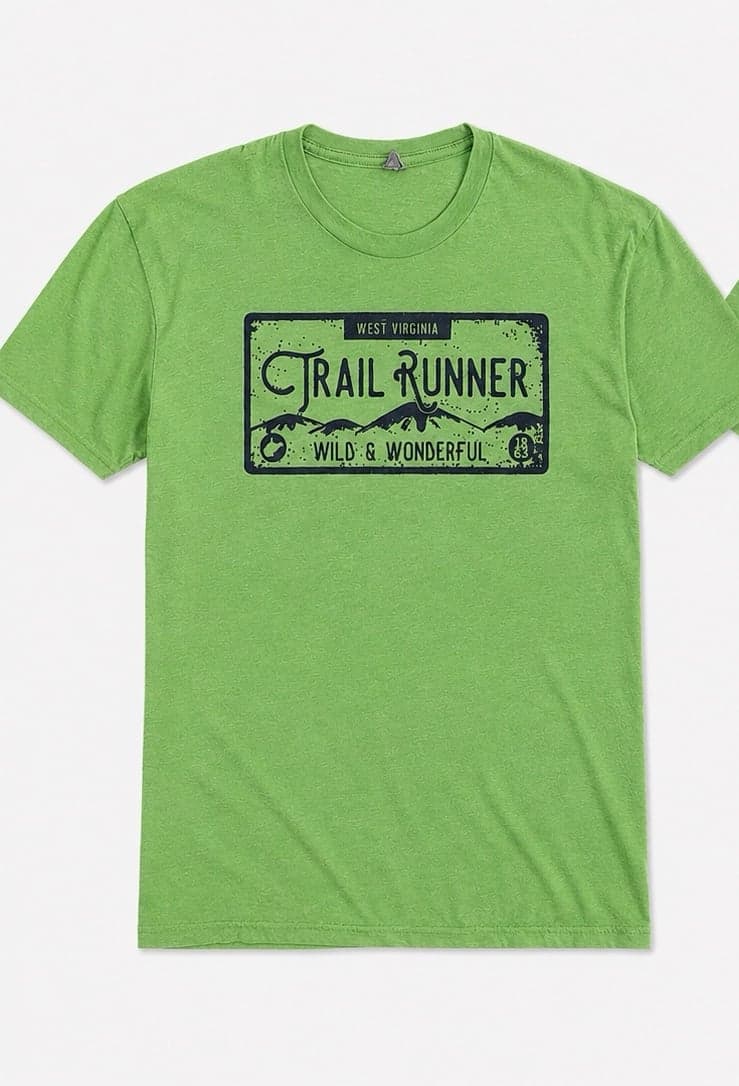West Virginia Trail Runner T-Shirt Small Green Level Apparel Running Hiking WV