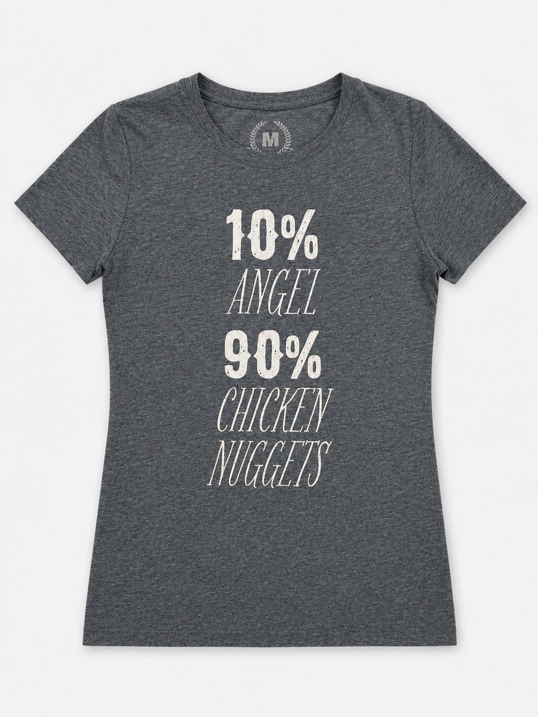 TeePublic “10% Angel 90% Chicken Nuggets” Funny Graphic T-Shirt Women’s Medium