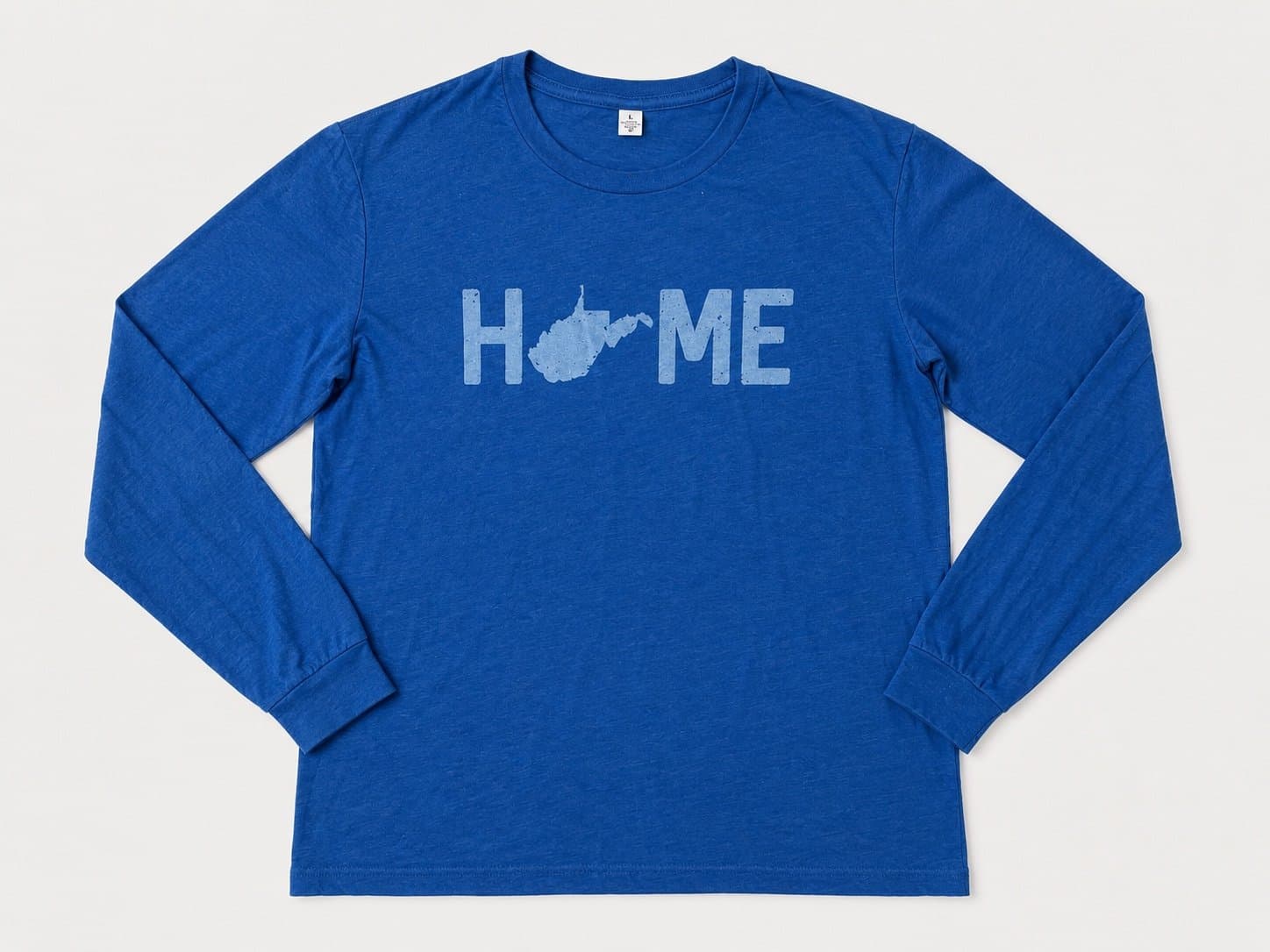 West Virginia HOME Long Sleeve Tee | Blue Graphic Shirt | Size Large | Mountain