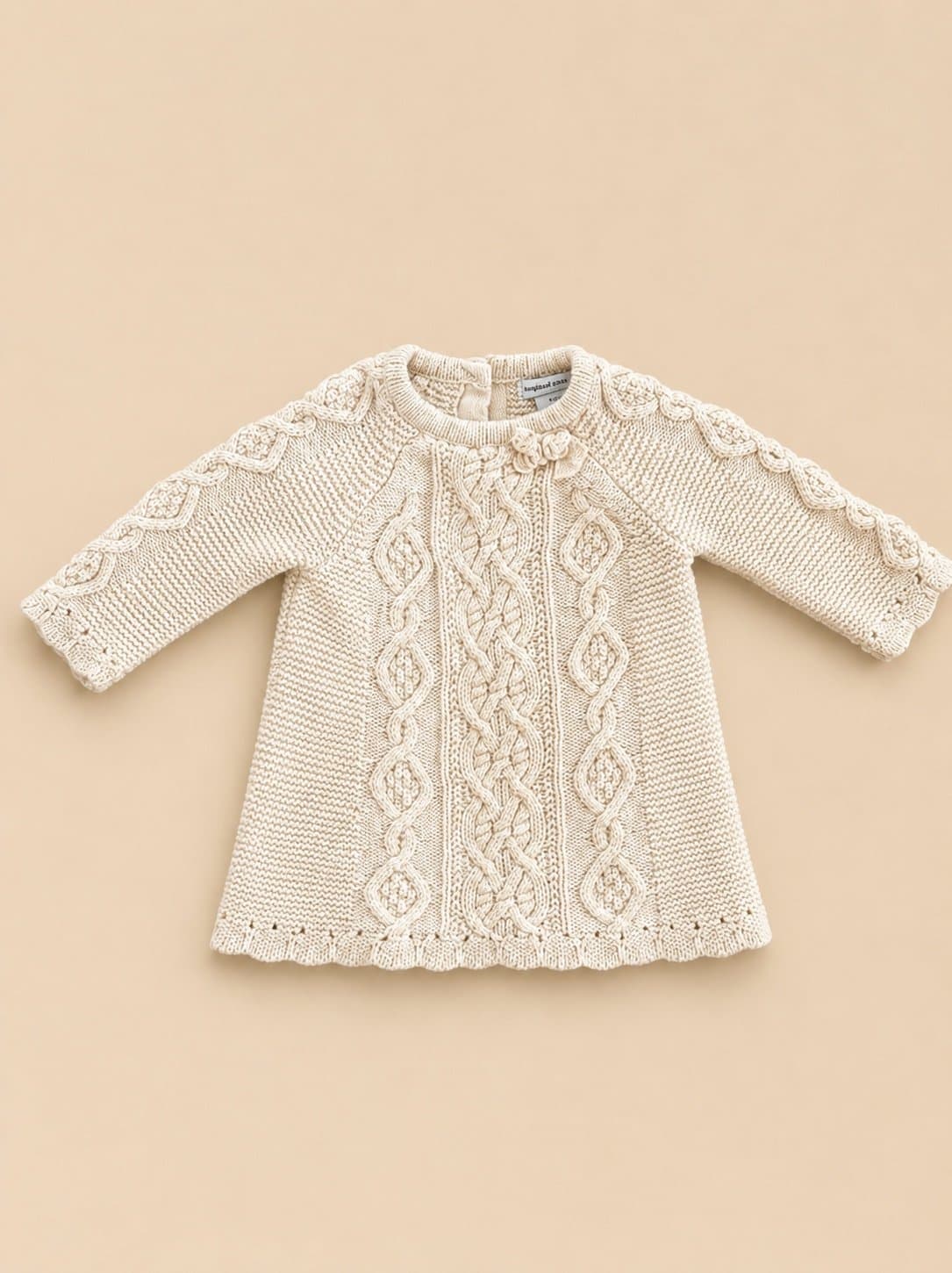 Cupcakes and Cashmere Baby Cable Knit Sweater Dress | Cream | 3-6M