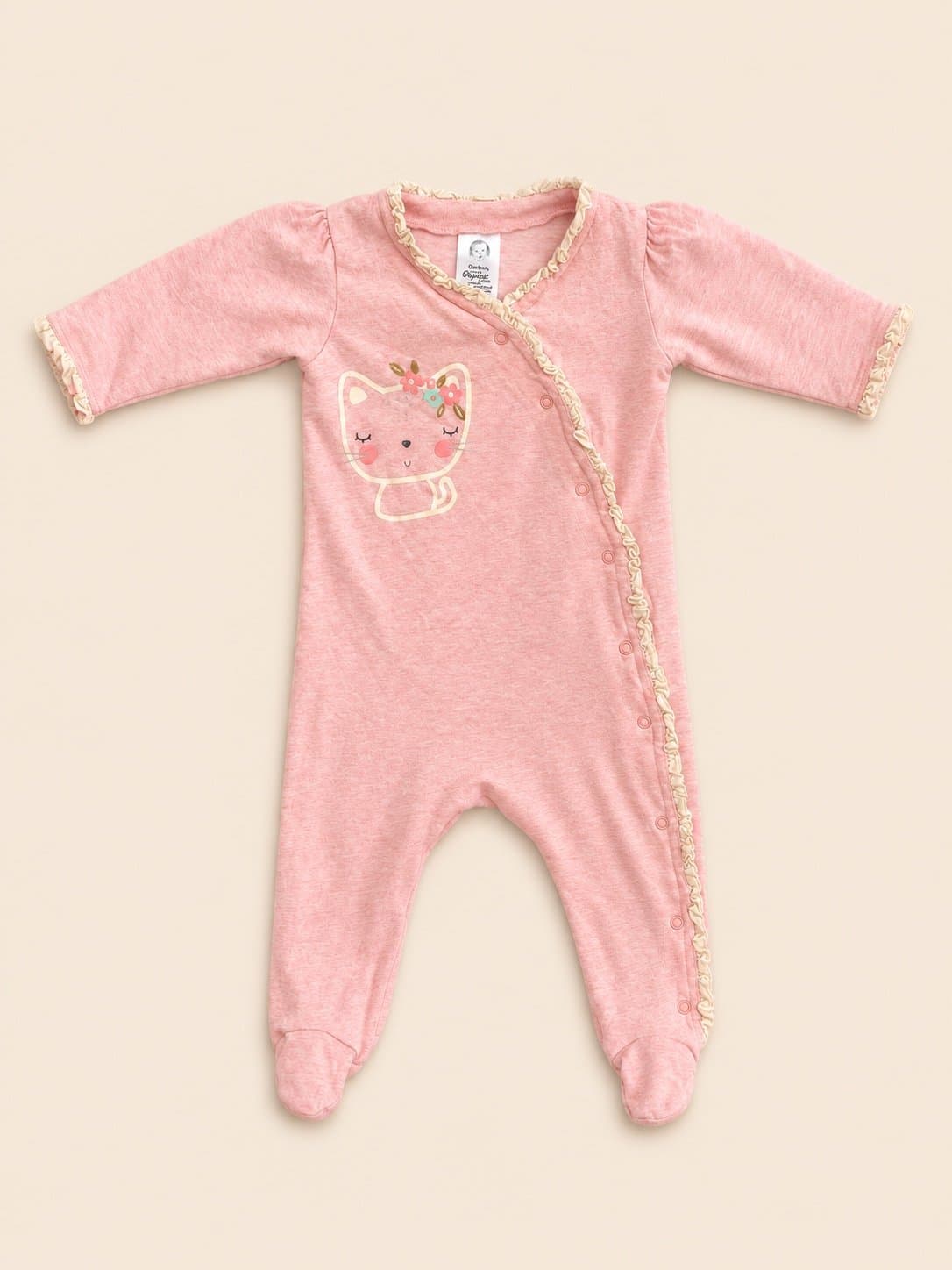 Gerber Organic Cotton Pink Cat Footie Sleeper – 3-6 Months