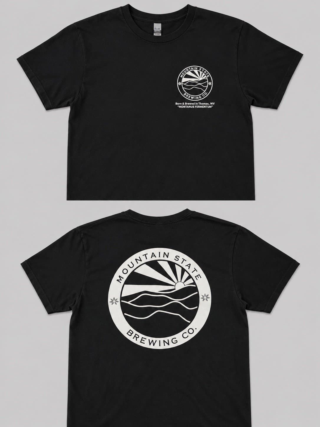 Mountain State Brewing Co. T-Shirt – Medium – Crisp Black Gildan Softstyle