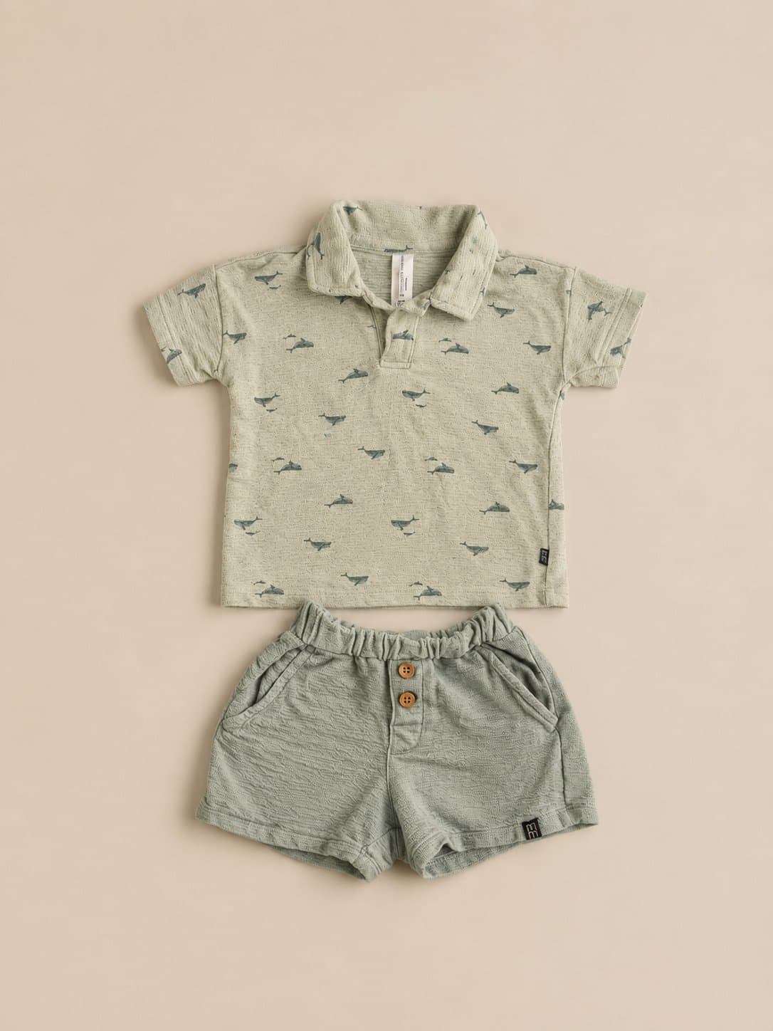 Modern Moments by Gerber Coastal, Beach Theme Whale Polo & Shorts Set 18 Months