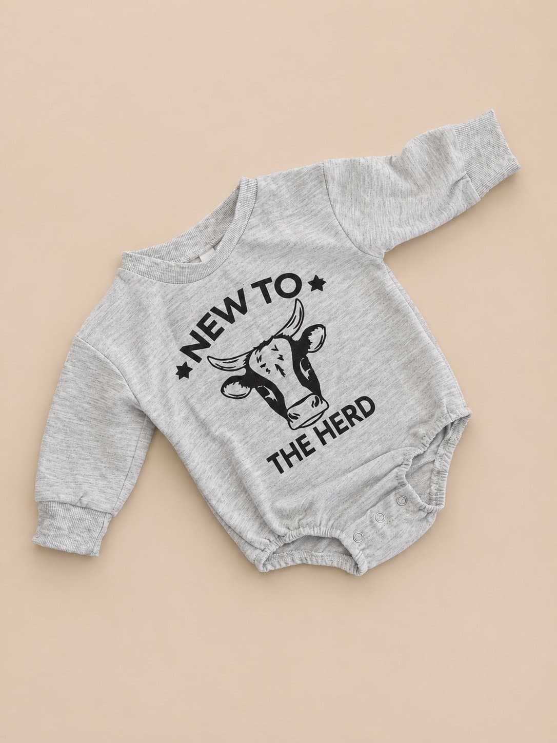 Boutique Baby Cow Romper | “New To The Herd” | 3–6 Months