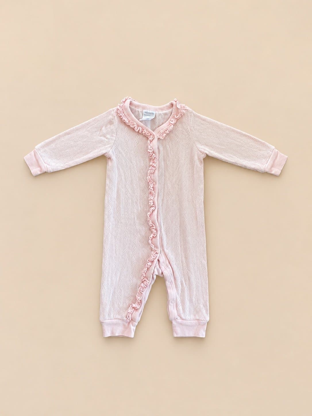 Modern Moments Baby Girl Pink Ruffle Sleeper Footless One Piece Soft Knit Pajama