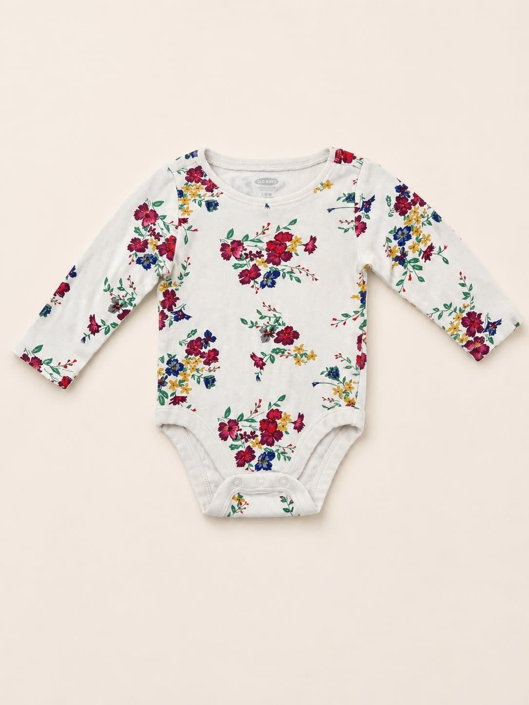 Old Navy Floral Baby Bodysuit 3-6M Long Sleeve Flower Print One Piece